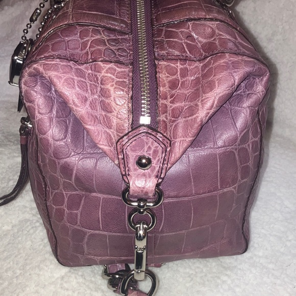 Coach Madison Aubrey Purple leather Croc-Embossed Satchel - Picture 5 of 16